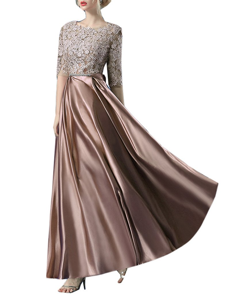Emanni Women's Elegant Gray Long Formal Evening Dress with Applique Details - Perfect for Prom, Gala, and Special Occasions - Size 14