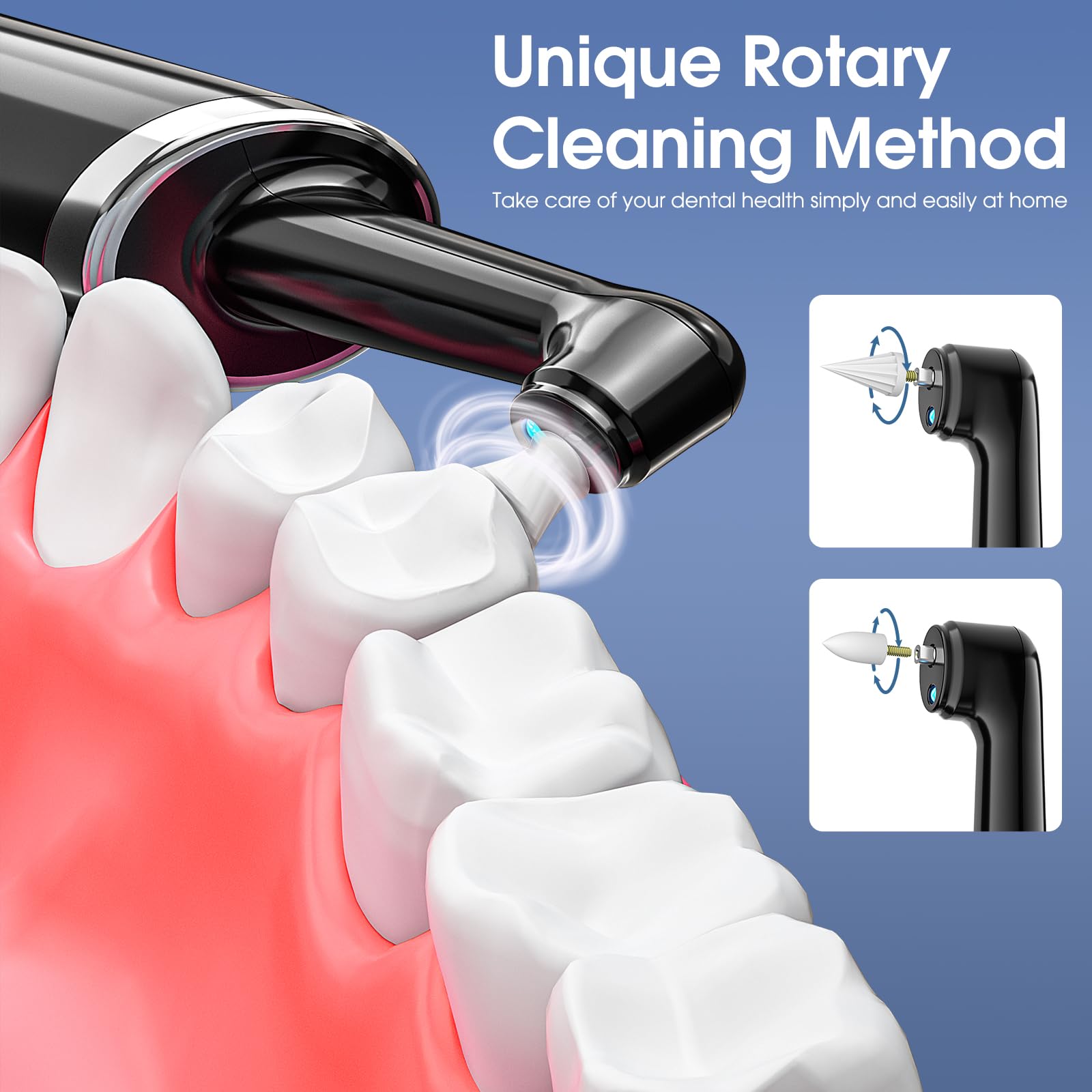 Electric Tooth Polisher - 5 Modes, 5 Brush Heads, IPX6 Waterproof for Teeth Whitening & Cleaning at Home