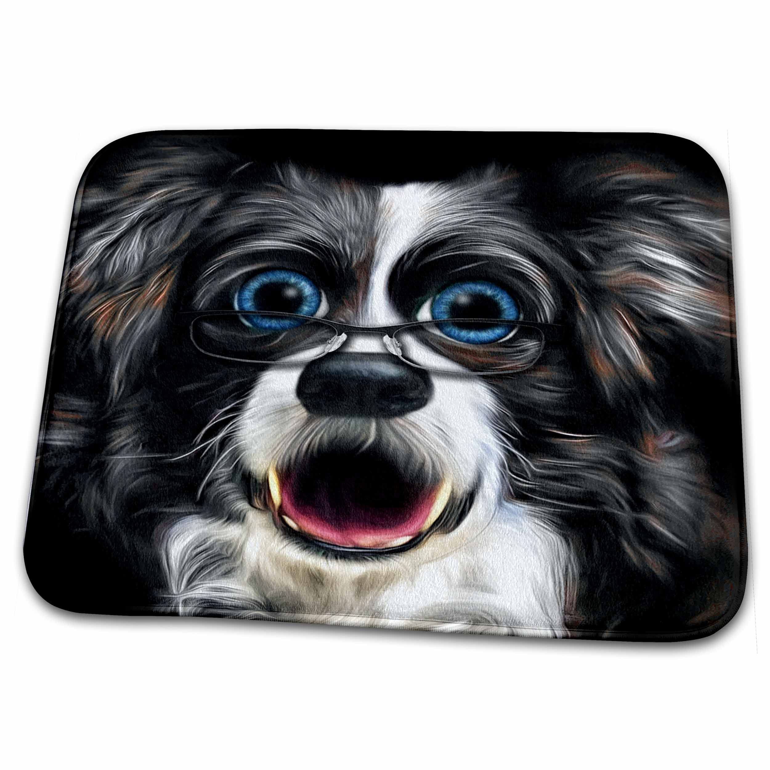 3dRose Funny Gray Haired Old Dog with Reading Glasses Bathroom Rug Mat - Non-Slip Absorbent Bath Mat for Bathroom, Shower & Laundry Room (rug-254755-1)