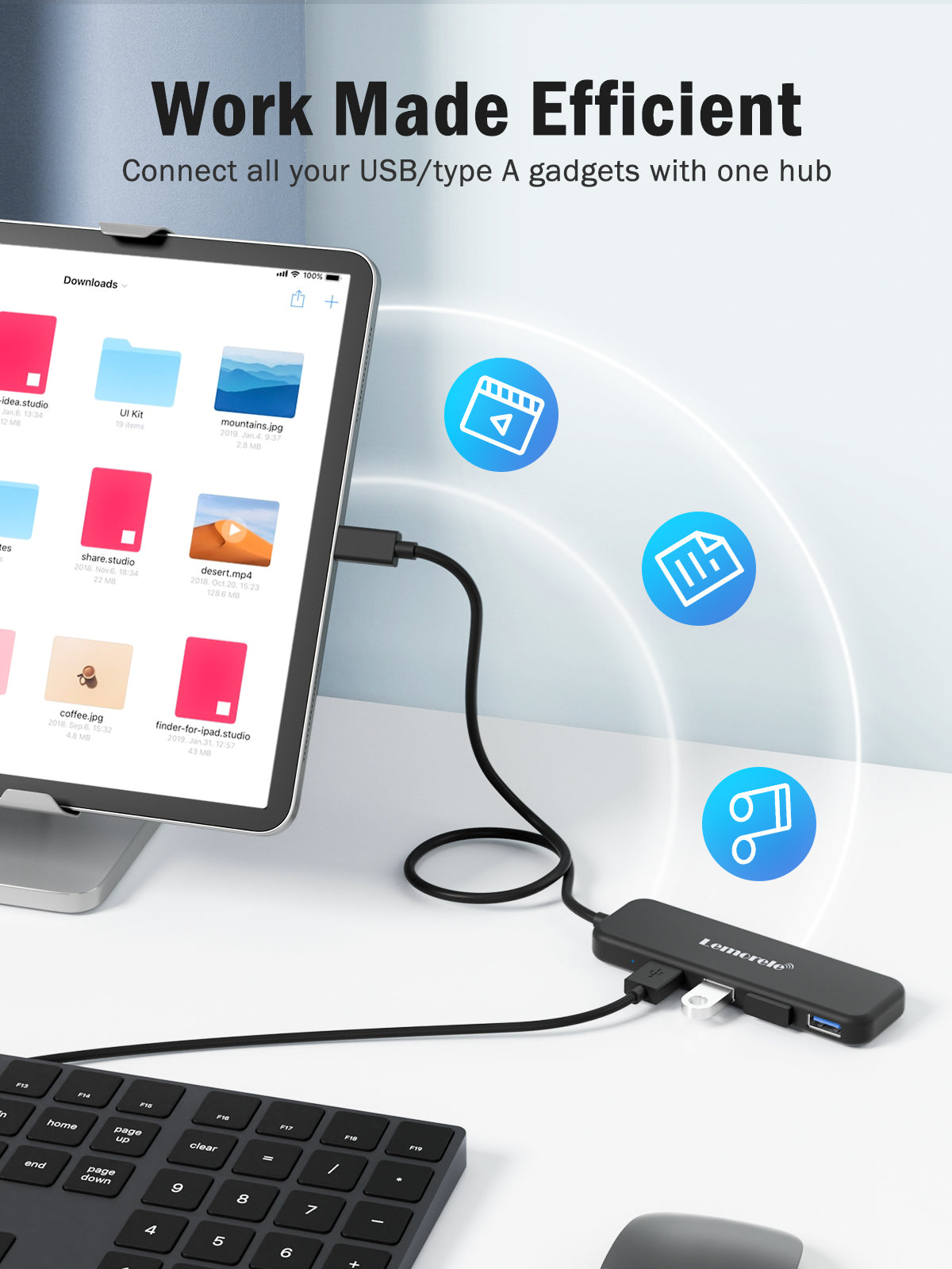 Lemorele USB C Hub 4-in-1 Adapter with HDMI, USB 3.0, SD/TF Card Reader - Portable Multi-Port Dongle for MacBook Pro/Air, iPad Pro, Chromebook, Laptop - Perfect for Home Office, Travel & Presentations
