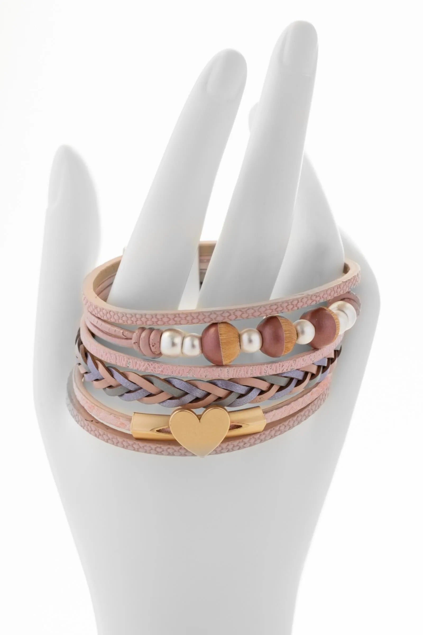 Handmade Leather & Wooden Beaded Bracelet for Women - Boho Chic Adjustable Wristband - Natural Wood & Genuine Leather Beads - Perfect for Yoga, Meditation & Festival Fashion Accessories