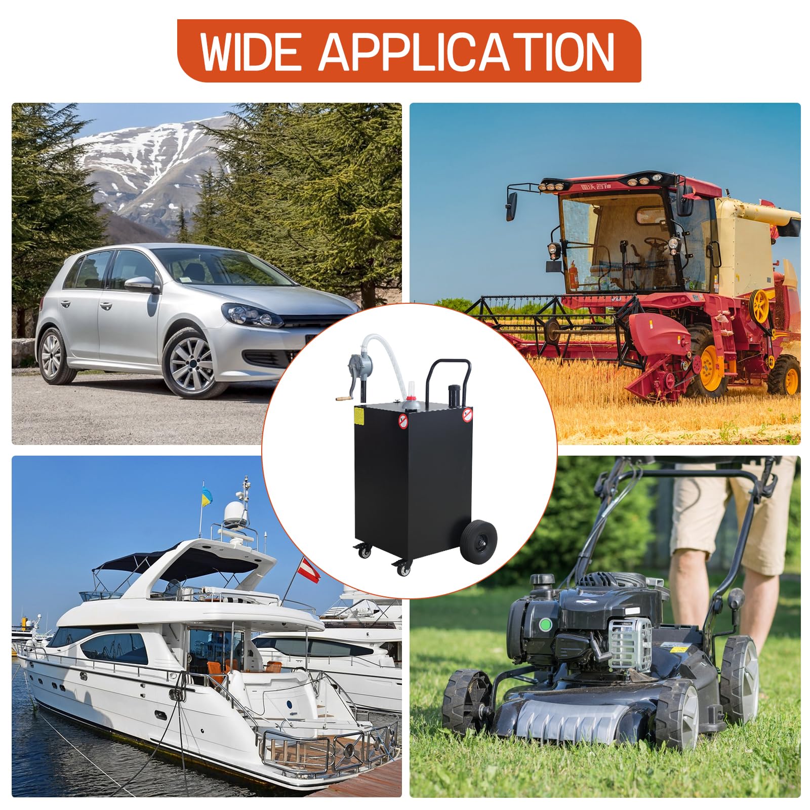50 Gallon Portable Oil Transfer Tank - Heavy Duty Diesel Fuel & Kerosene Storage Container with Pump - Ideal for Boat, ATV, Car, Motorcycle & Farm Use (Black) - Perfect for Fuel Storage, Transport & Emergency Backup Power Scenarios