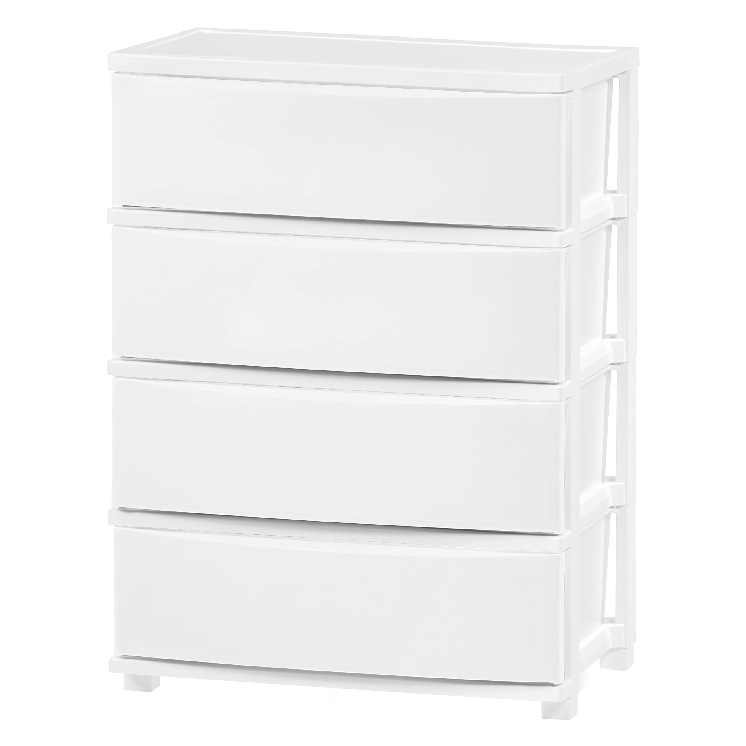 IRIS USA 4-Drawer Plastic Storage Organizer - White Frame with Matte White Front Panels for Classroom, Bathroom, Dorm, Bedroom & Laundry Room Organization - Perfect for Art Supplies, Clothes & Home Essentials