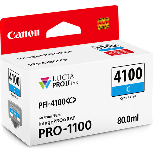 Canon PFI 4100 Cyan Pigment Ink Tank (80mL) - High-Quality Printer Ink Refill for Canon Printers - Perfect for Home Office, Photo Printing & Document Printing