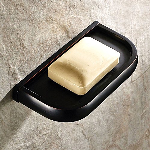 7Trees Solid Brass Wall Mounted Soap Holder - Antique Black Bathroom Soap Dish Shelf with Drain Holes | Rustproof Shower Accessories for Bath, Spa & Luxury Hotel Decor