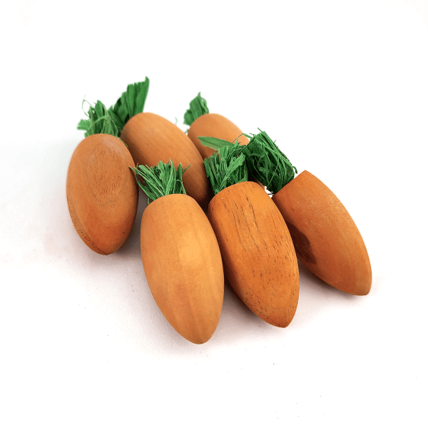 6 Pack Moss Hollow Wooden Play Carrots - Montessori Toys for Toddlers, Pretend Play Kitchen Accessories for Kids, Educational Vegetables Toys for Baby & Children - Perfect for Role Play, Learning & Gift Giving