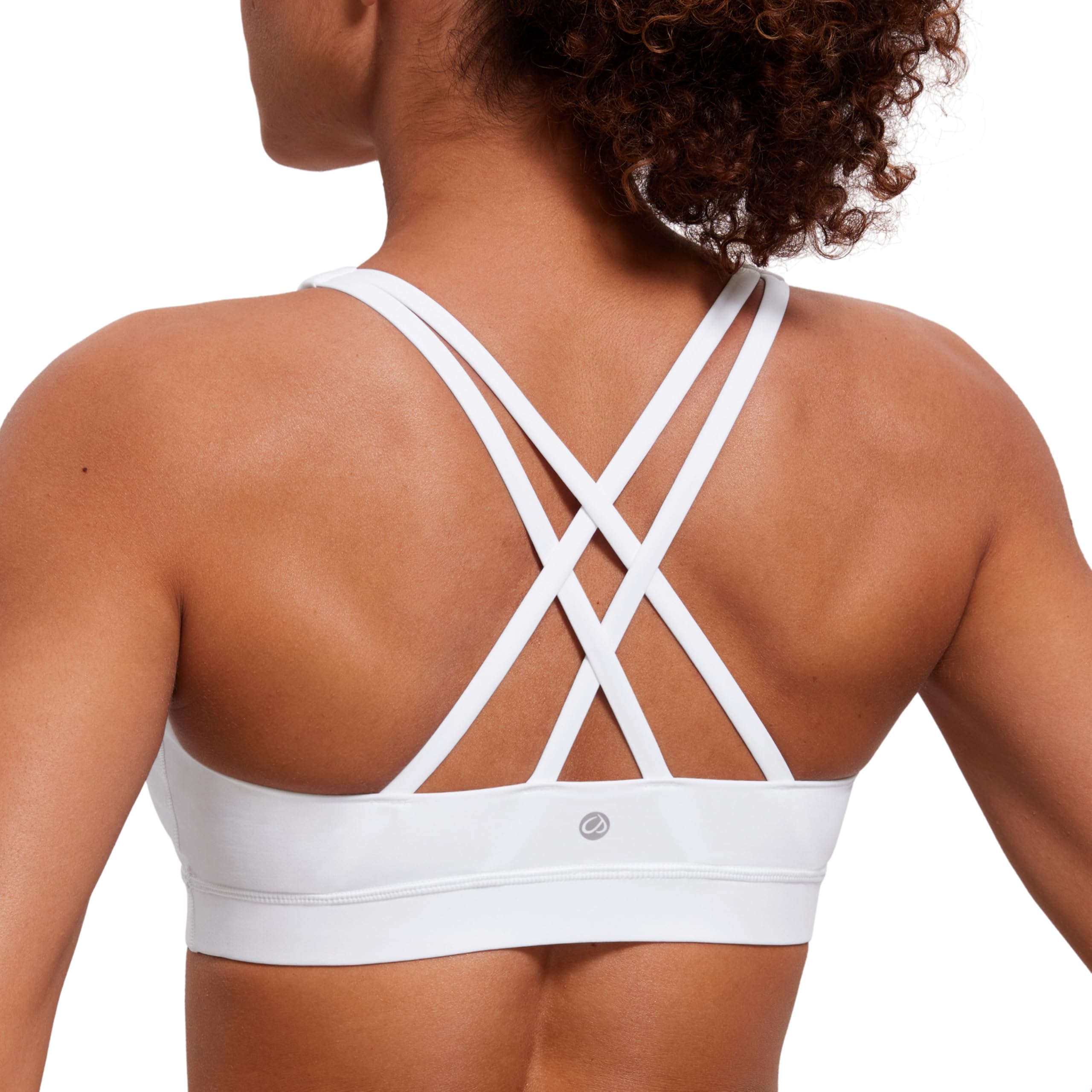CRZ YOGA Women's Wire-Free Sports Bra Cross Back Spaghetti Strap Removable Pads Yoga Crop Top - Perfect for Yoga, Gym, Running & Everyday Comfort
