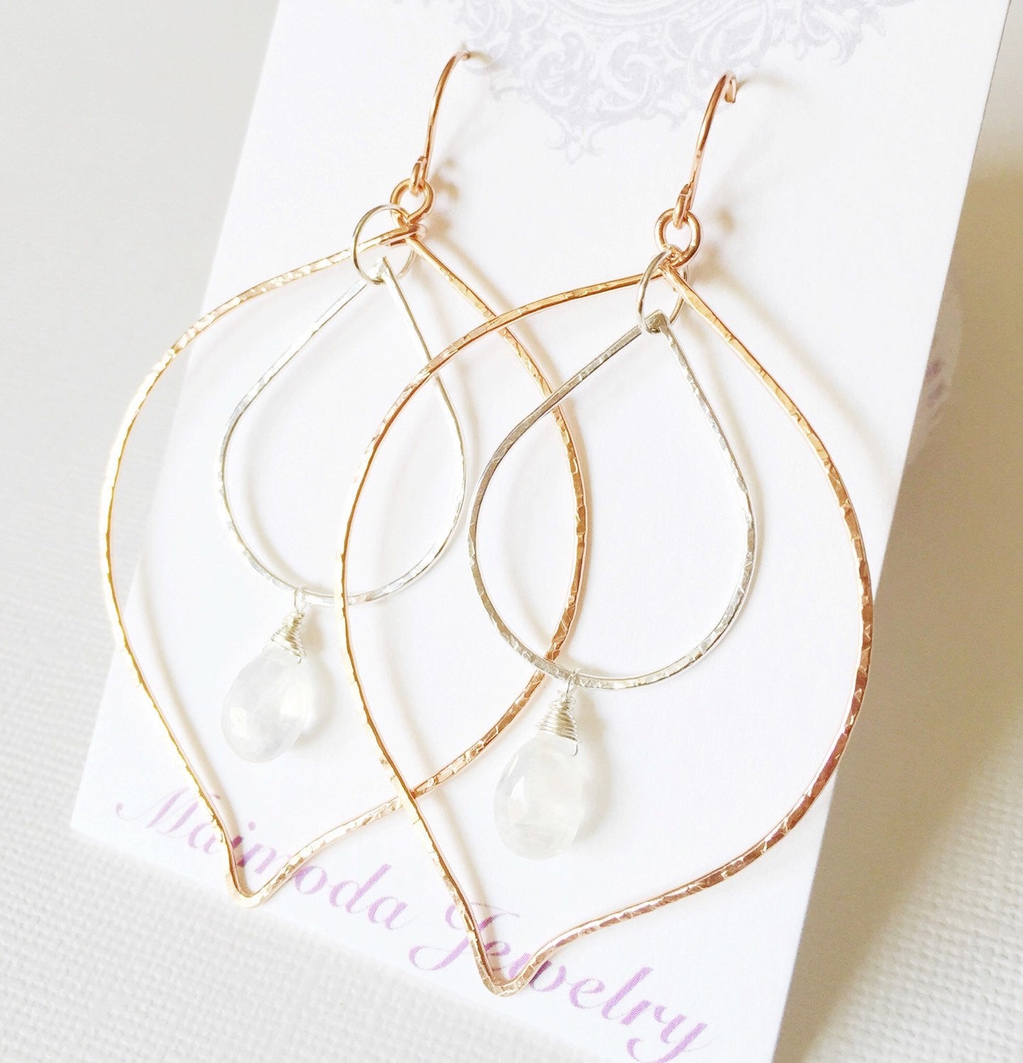 Yoshiko Moonstone Earrings (E133) – Elegant Handmade Jewelry for Women, Perfect for Weddings, Parties & Special Occasions