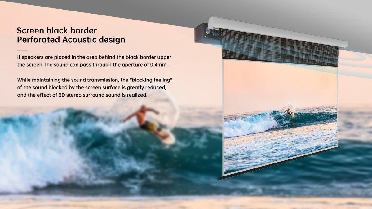VIVIDSTORM PRO PA Slimline Motorized Tension UST ALR Projector Screen - 4K Ultra HD Home Theater Screen for Movies, Gaming & Presentations