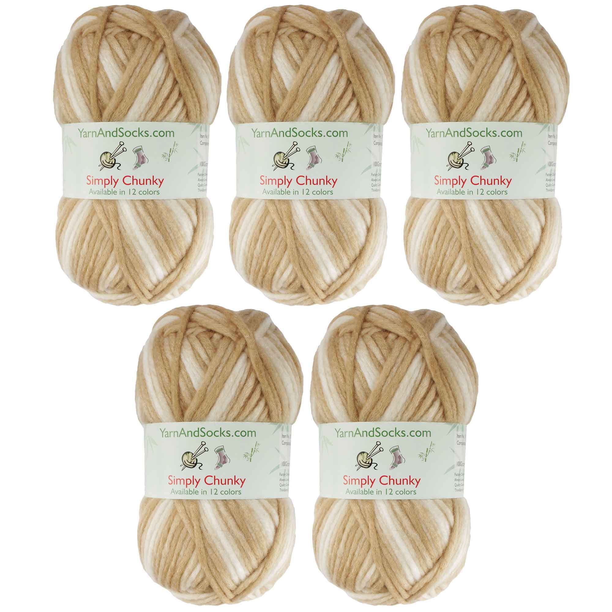 JubileeYarn Simply Chunky Yarn - Soft Bulky Weight Acrylic Yarn for Knitting & Crocheting - Sandstone Color - 5 Skeins (100g Each) - Perfect for Scarves, Blankets & Winter Crafts