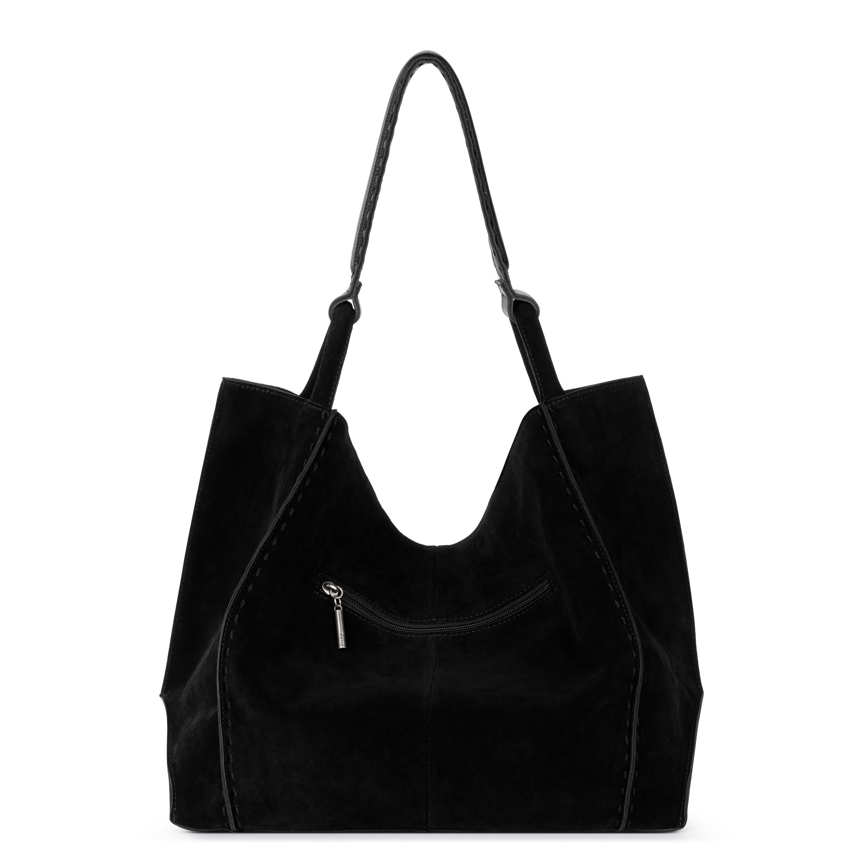 Los Feliz Large Leather Tote Bag - Neutral Suede Block - Perfect for Work, Travel & Everyday Use