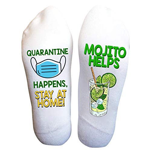 Funny Mojito Socks - White Novelty Socks for Men & Women - Perfect Christmas, Birthday, Quarantine Gift - Great for Parties, Gag Gifts & Casual Wear
