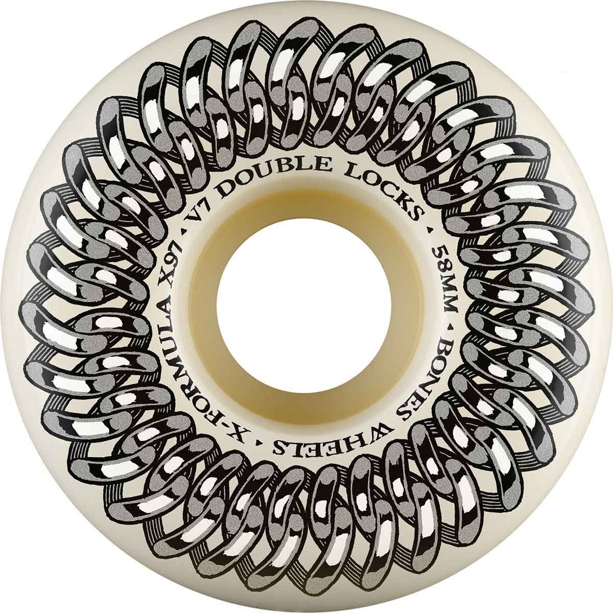 Bones X Formula V7 Double Locks 97A 58mm Skateboard Wheels - High Performance for Street Skating and Tricks