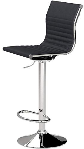 AmeriHome Black Adjustable Height Bar Stools with Padded Vinyl Seat - Set of 2, Counter Height Swivel Stools for Kitchen Island, Breakfast Bar, Home Pub & Game Room