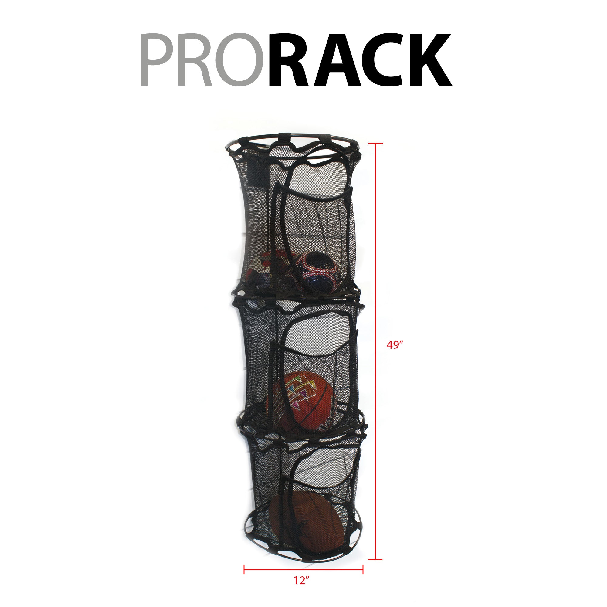 ProRack Ball Organizer with Slatwall Hooks - Heavy Duty Sports Equipment Storage for Basketball, Soccer & Volleyball Balls - Perfect for Garage, Gym & Sports Club Organization