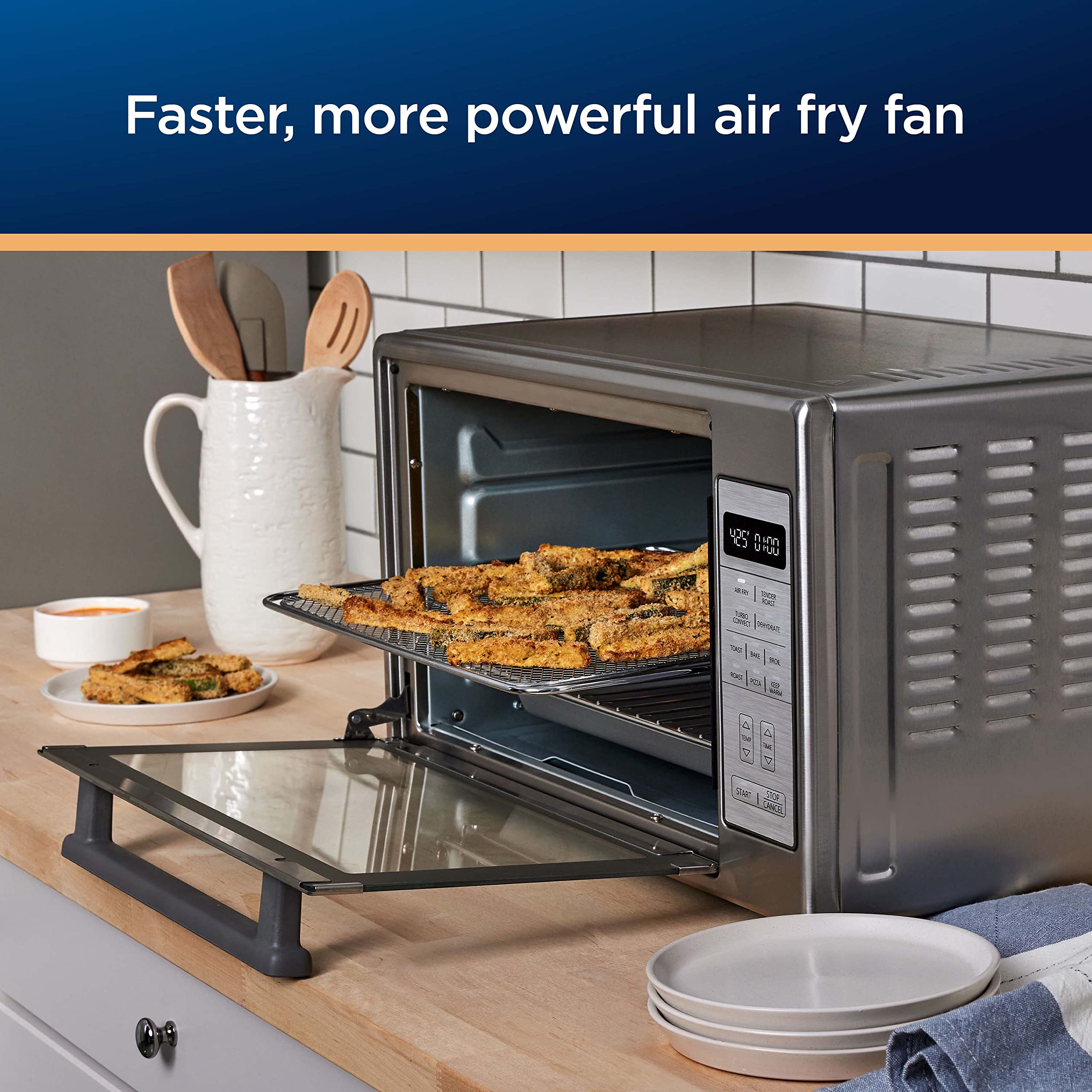 Oster Extra-Large 10-in-1 Air Fryer Oven with 12QT Capacity - Stainless Steel Countertop Convection Toaster Oven - Bake, Roast, Broil, Dehydrate - Fits 2 Large Pizzas - Perfect for Holiday Hosting, Family Dinners & Meal Prep