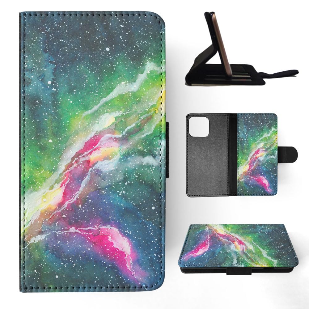 Watercolor Space Art 13 FLIP Wallet Phone Case for Apple iPhone 15 Pro Max - Stylish Protective Cover with Card Slots for Everyday Use & Travel