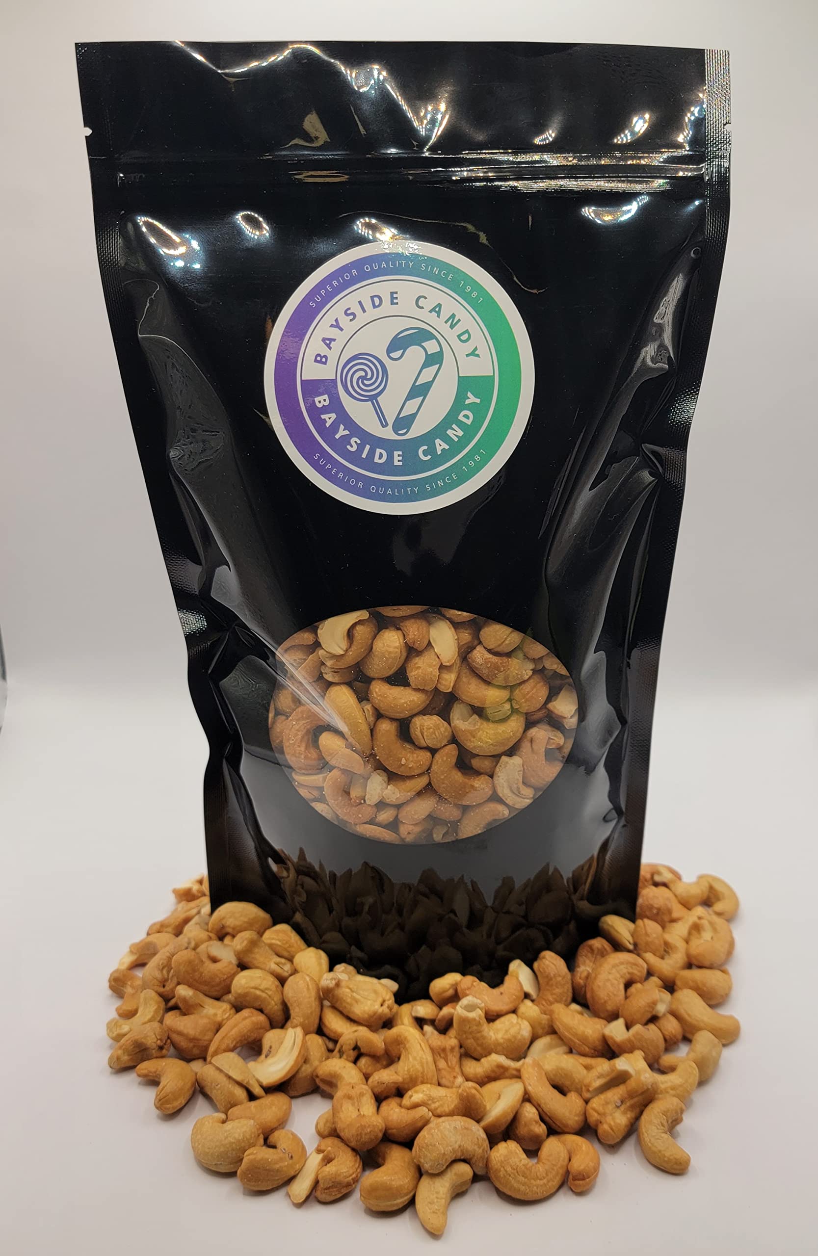 Premium Roasted & Salted Cashews - Bayside Candy Cashews 1LB (16oz) - Crunchy & Delicious Snack for Parties, Gifts & Healthy On-the-Go Nutrition