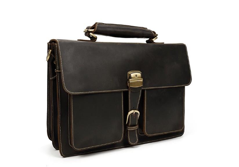 Premium Genuine Brown Leather Crossbody Messenger Briefcase Bag for Men & Women - Perfect for Work, Travel & Everyday Use