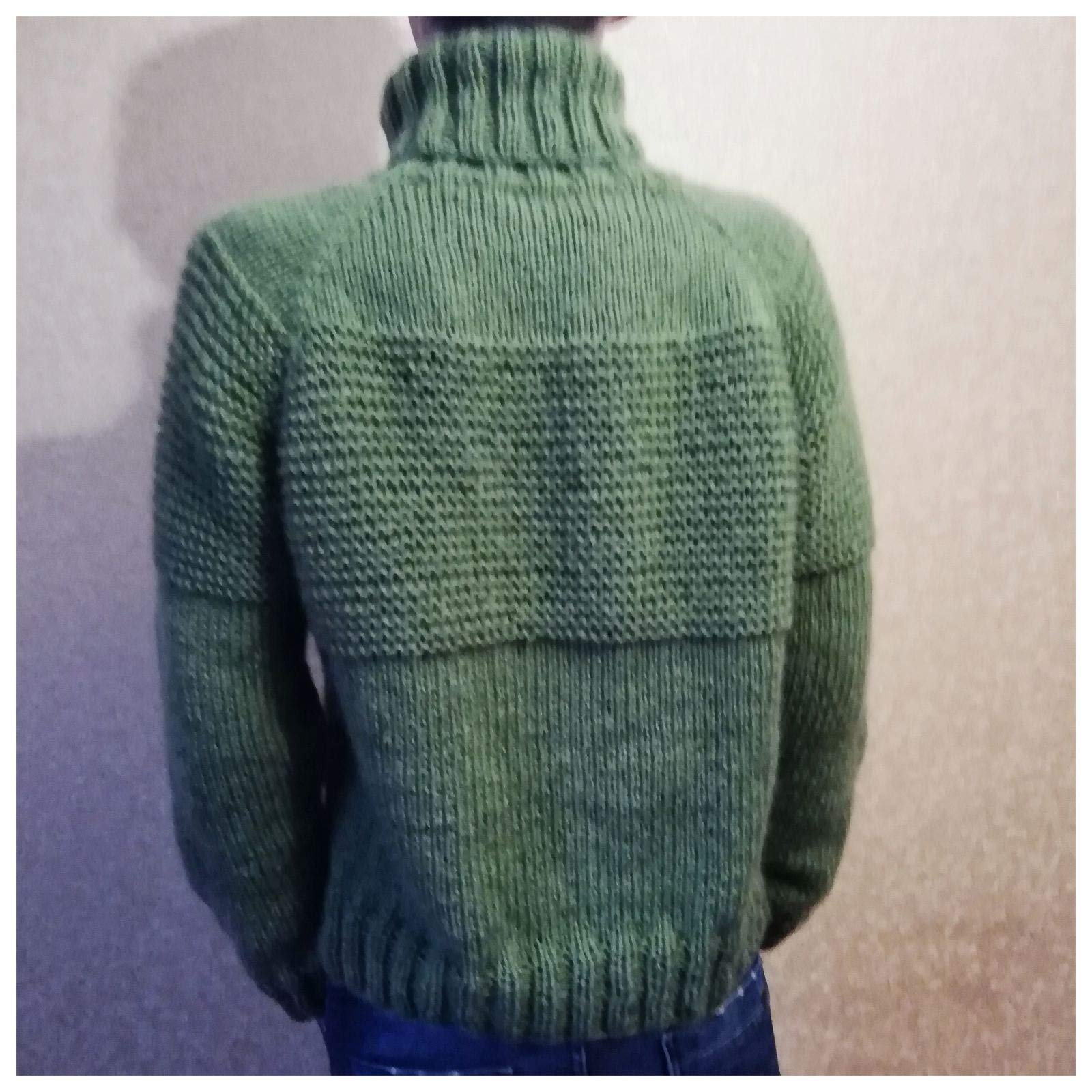 Men's Handmade Chunky Knit Mohair Sweater - Light Green Turtleneck Pullover Hoodie for Winter | Warm High Collar Wool Jumper for Casual Wear & Outdoor Activities