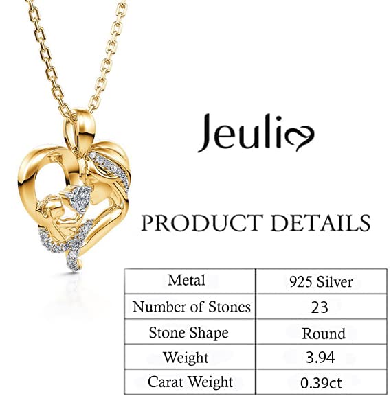 Jeulia Sterling Silver Love Heart Birthstone Necklace for Women - Personalized Pendant Jewelry Gift for Birthday, Mother's Day, Valentine's (Sister, Wife, Girlfriend) with Gift Box | Perfect for Anniversaries, Romantic Occasions & Everyday Wear
