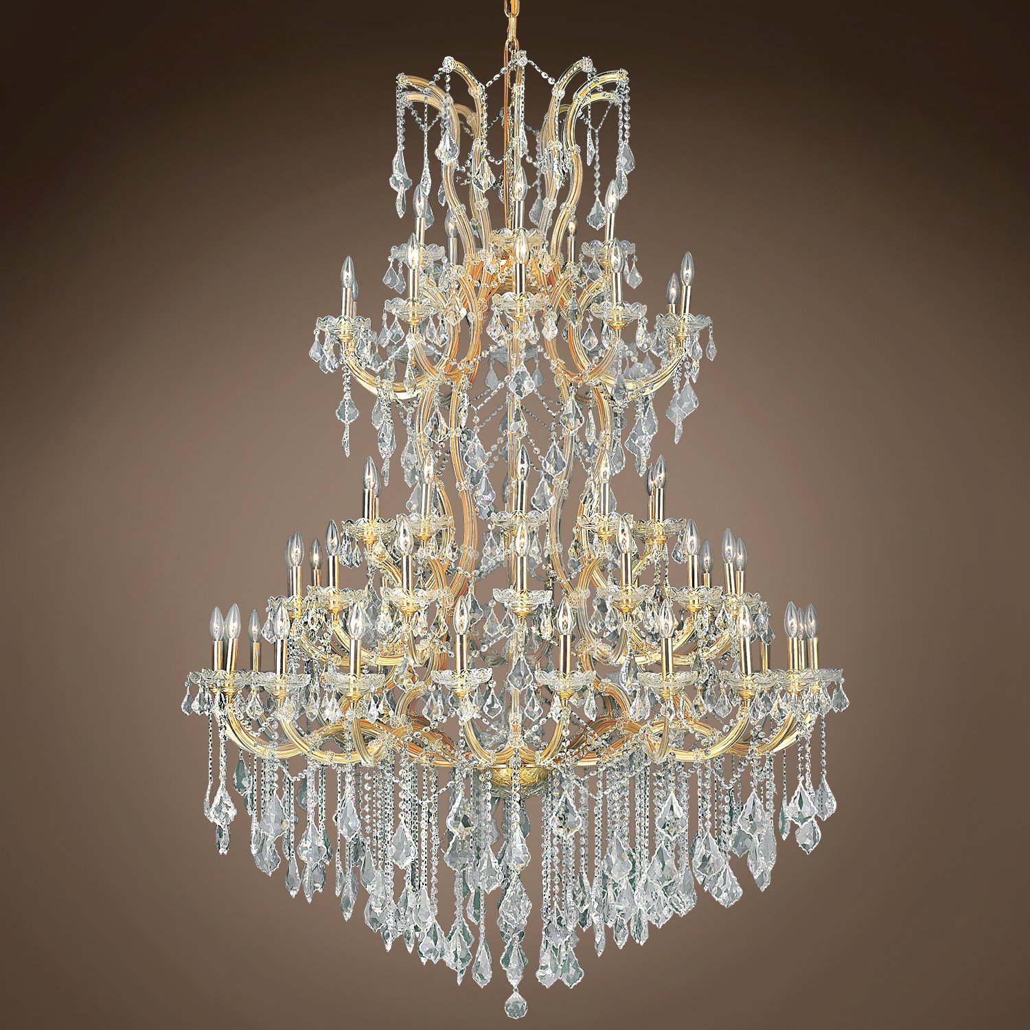 Maria Theresa 61-Light 54-Inch Gold Crystal Chandelier - Luxury European Style Ceiling Light Fixture for Dining Room, Foyer & Grand Entrance Decor