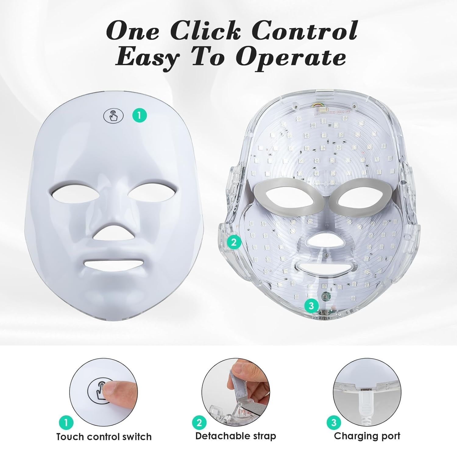 LED Light Therapy Mask (FM-01) - Blue & Red Light Facial Treatment for Acne & Anti-Aging | Rechargeable & Portable Skincare Device | Perfect for Travel, Home Spa & Daily Skincare Routine