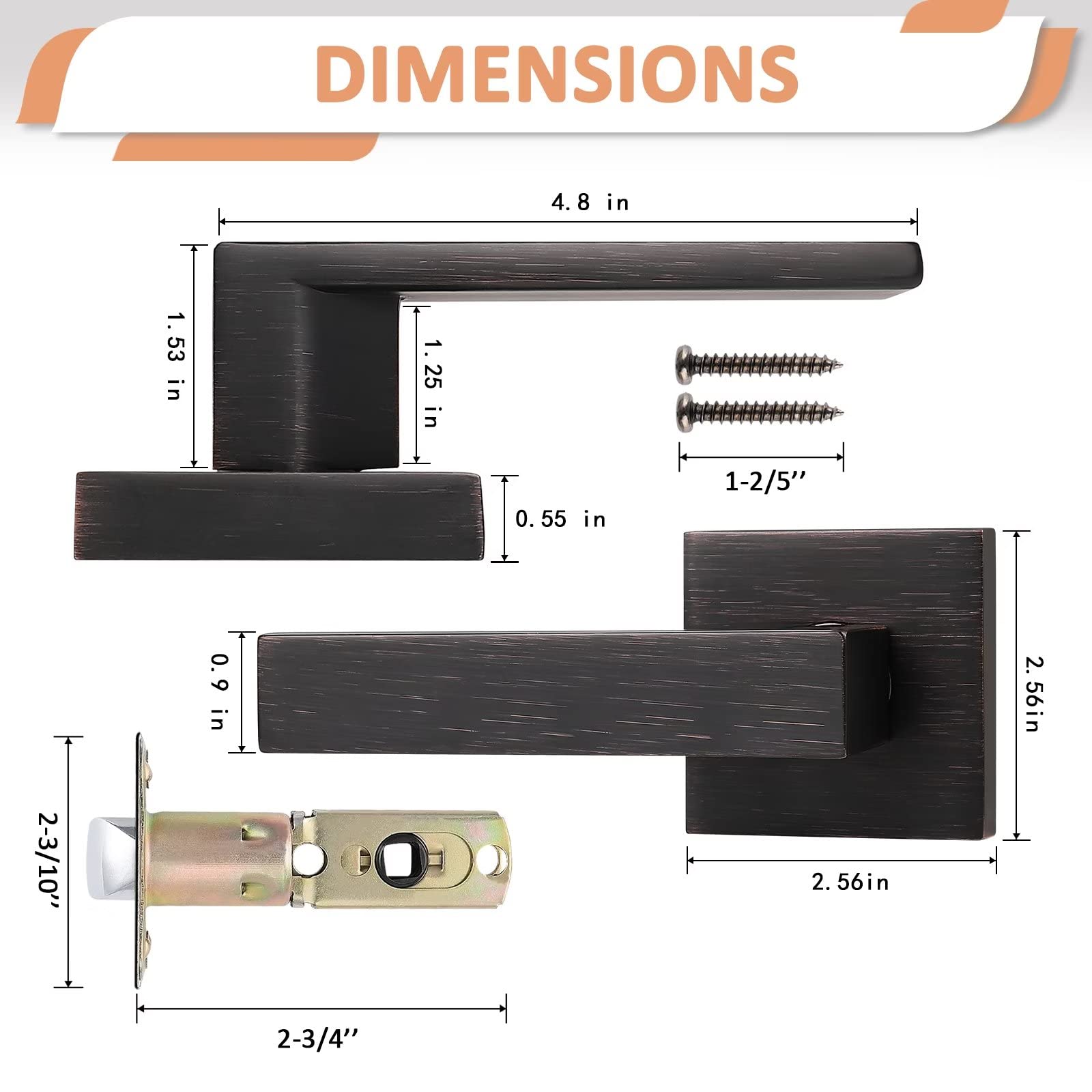 5 Pack Oil Rubbed Bronze Passage Door Knobs Set - Non-Locking Interior Door Lever Handles for Hallway, Closet & Bedroom Doors | Keyless Entry, Smooth Operation & Easy Installation | Perfect for Home, Office & Commercial Spaces