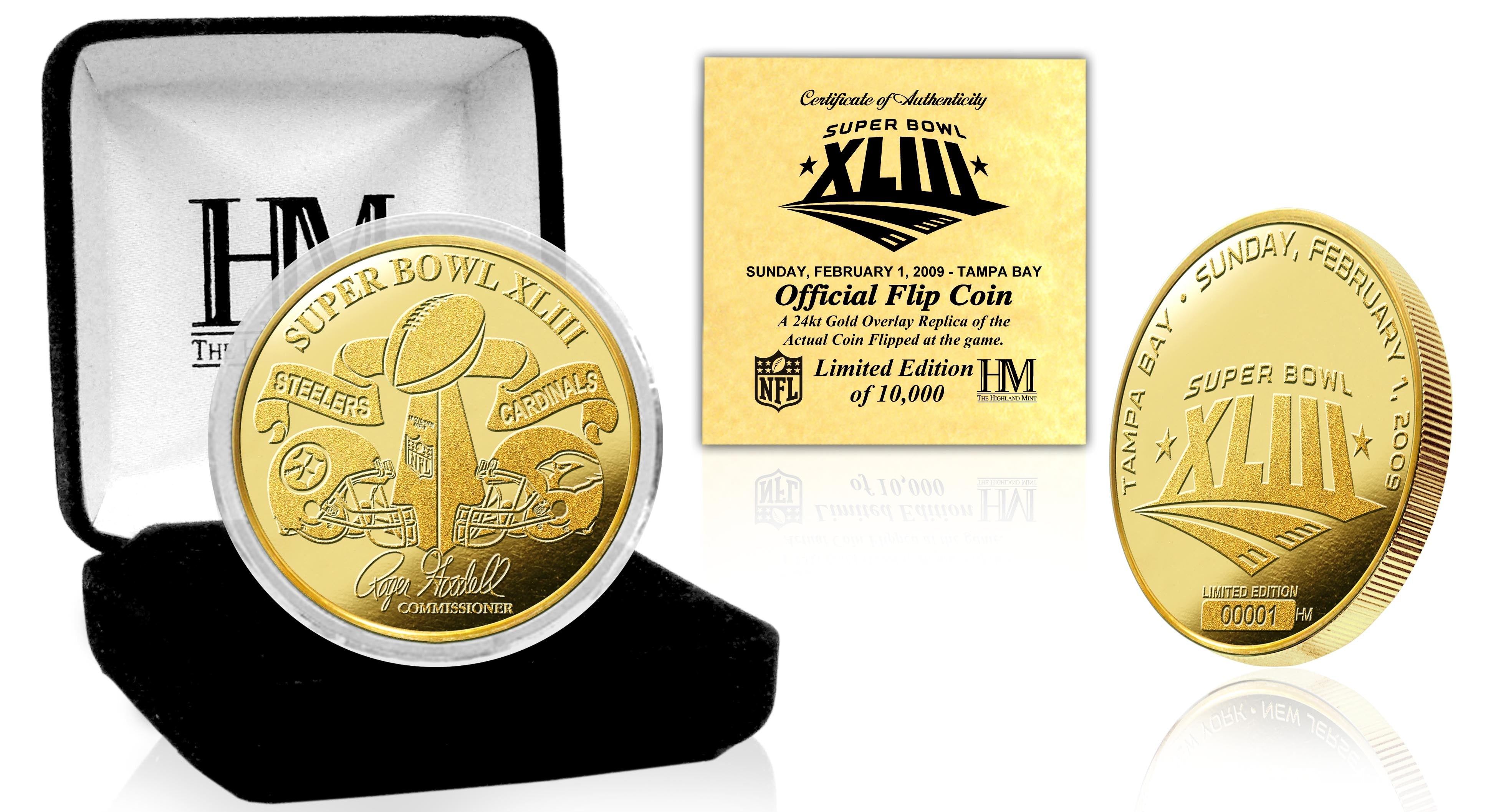 Super Bowl XLIII Commemorative Flip Coin - NFL Collectible for Coin Toss, Sports Memorabilia & Fan Gifts - Perfect for Game Day, Sports Bars, and Football Themed Parties