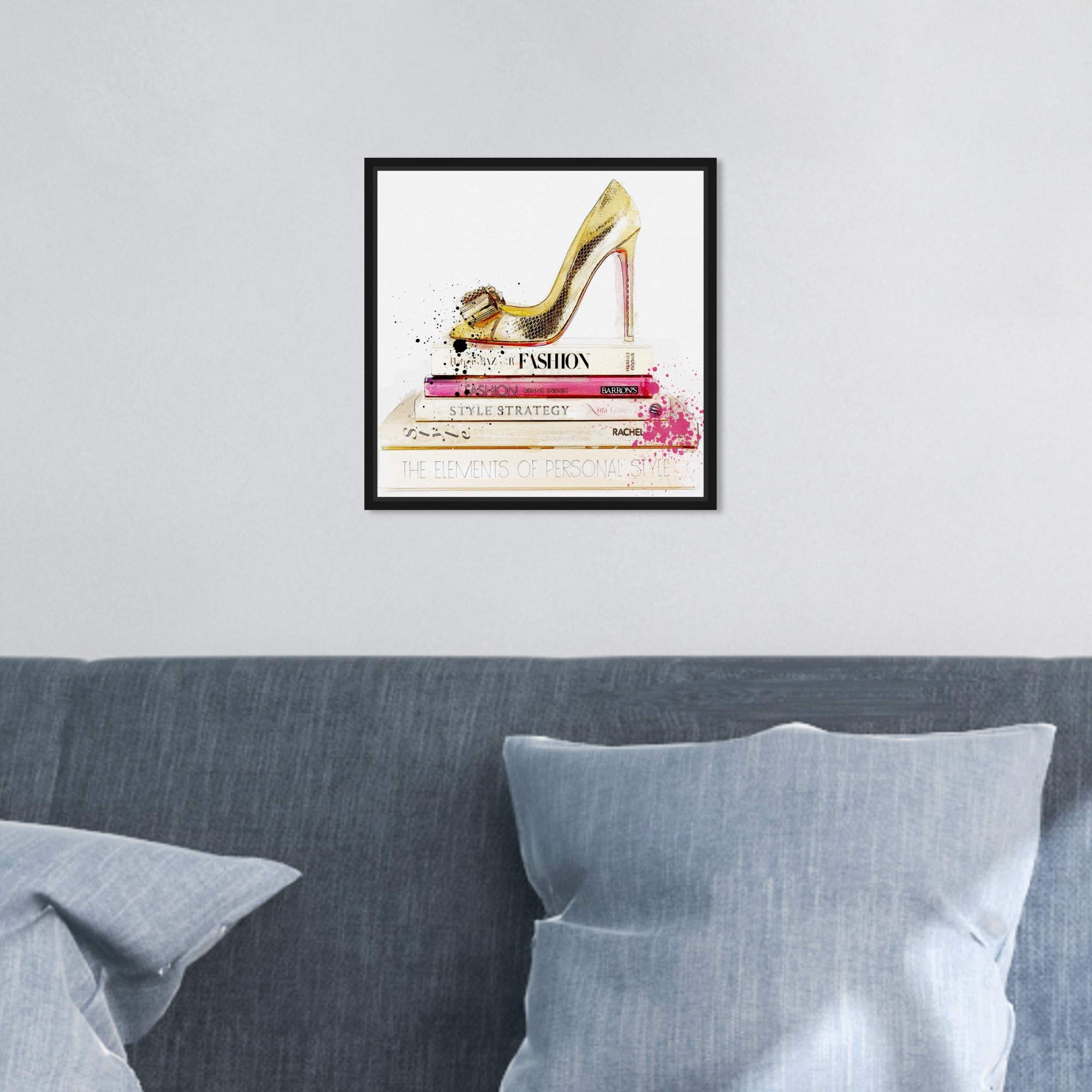 Oliver Gal Framed Abstract Shoe & Fashion Book Art Print - 12x12 Inches Gold Wall Decor for Living Room, Bedroom, Office & Gift Ideas