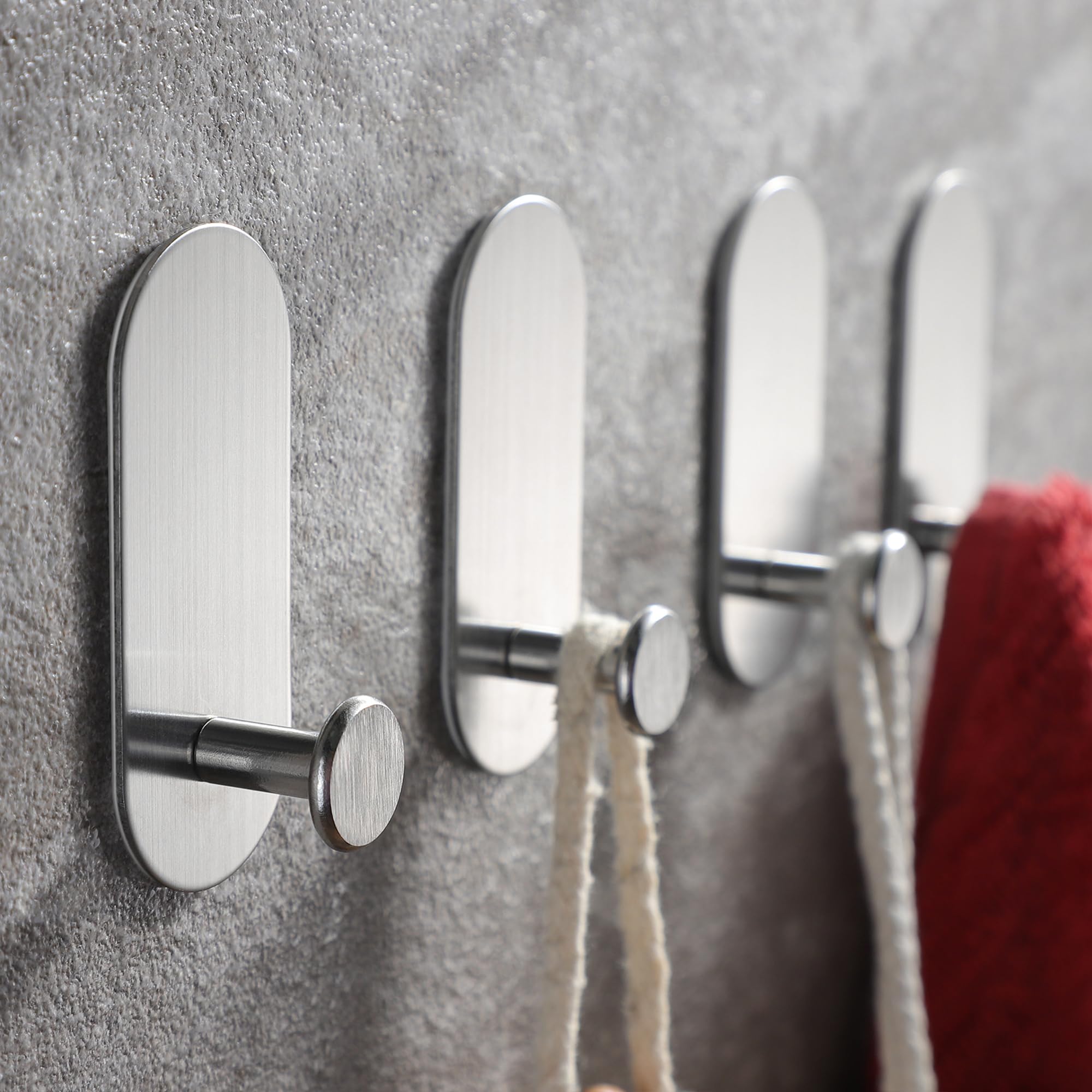 Taozun 4 Pack Self Adhesive Towel Rail - No Drill Stainless Steel Hand Towel Holder for Bathroom & Kitchen, SUS 304 Silver - Perfect for Small Spaces, Apartments, and RVs