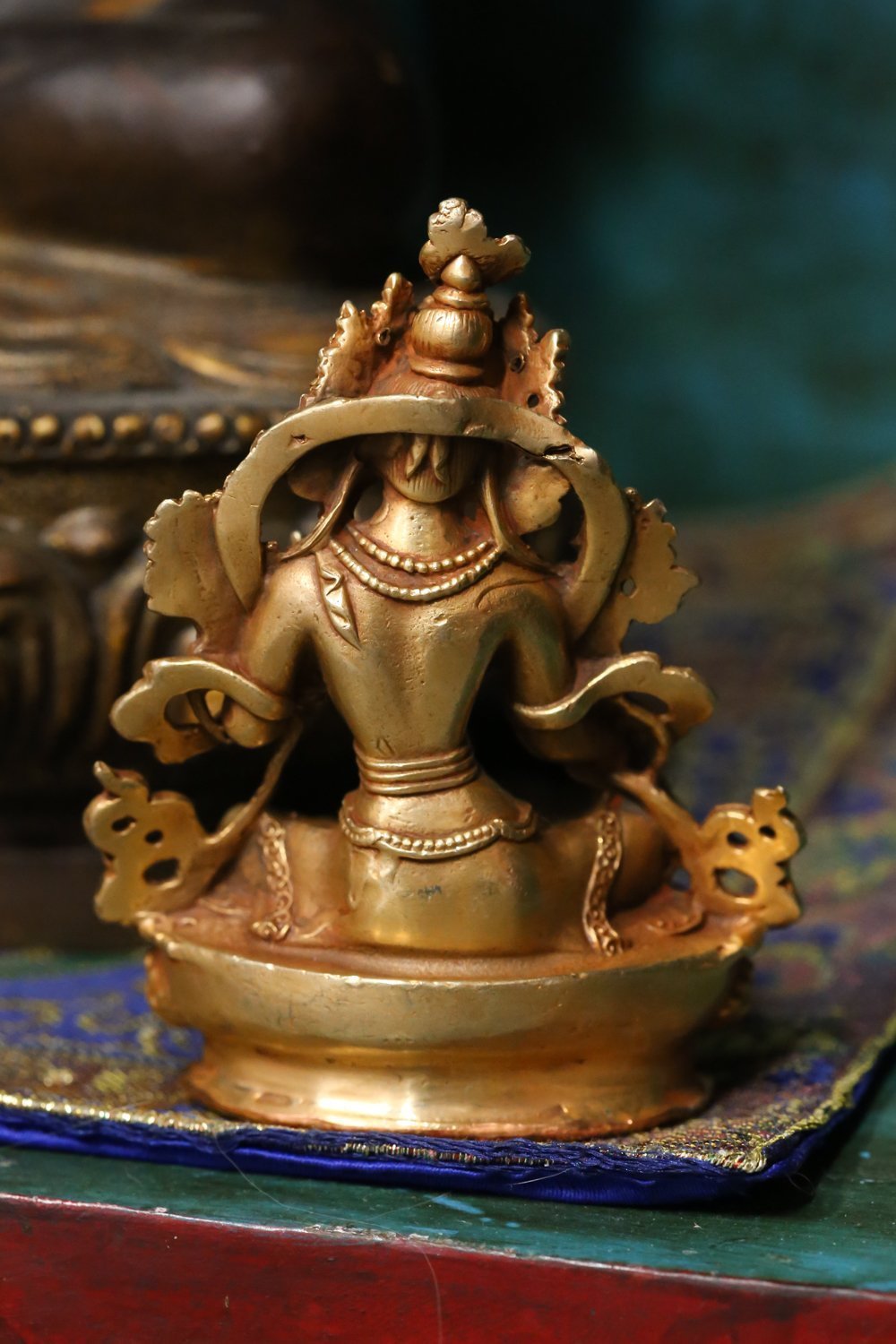 Green Tara Small Golden Statue - Handcrafted Buddhist Deity Figurine for Home Altar, Meditation & Spiritual Decor | Perfect for Prayer Rooms, Yoga Spaces & Gift Giving