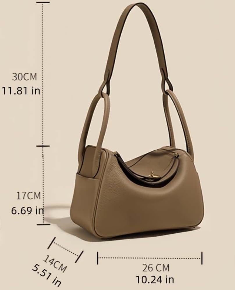 Genuine Leather Crossbody Tote Bag for Women - Square Design with Adjustable Shoulder Strap, 10.2×5.5×7.1 Inch - Perfect for Work, Travel & Everyday Use