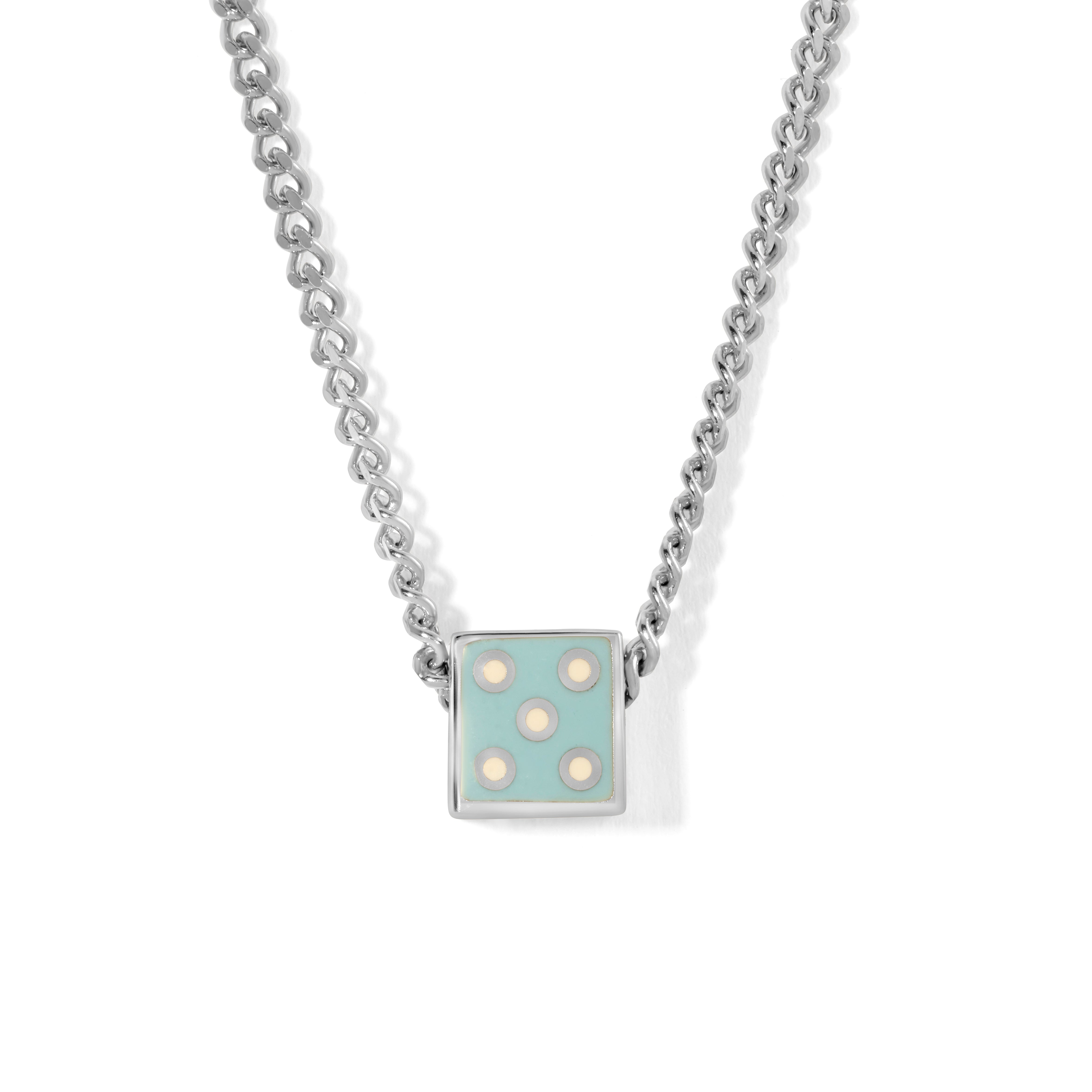 Unique Arctic Blue Enamel Mini Dice Pendant Necklace - Perfect for Gaming Enthusiasts & Fantasy Lovers