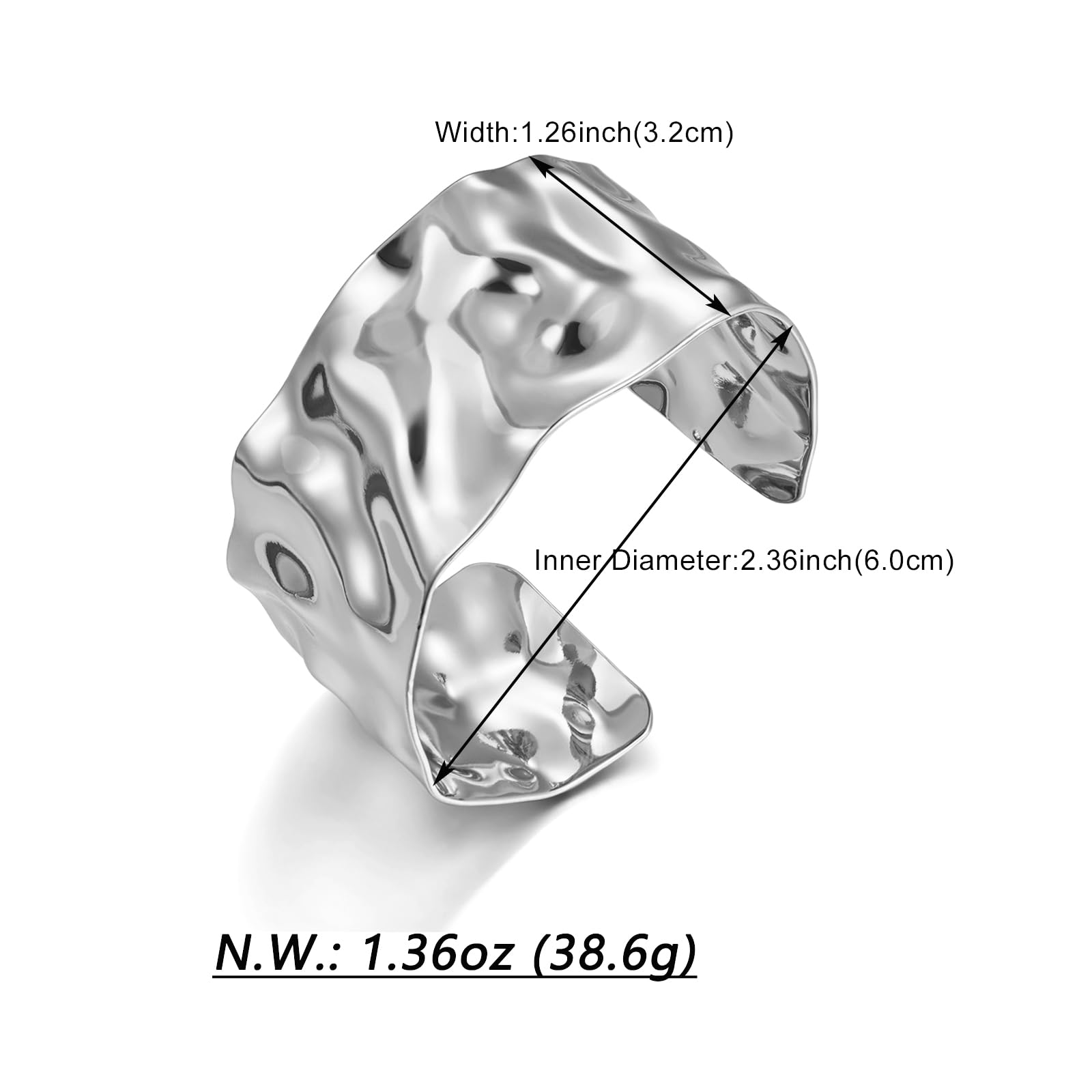 WOWORAMA Hammered Chunky Cuff Bracelets for Women - Vintage Boho Wide Bangle Bracelets in Gold & Silver - Irregular Statement Arm Cuff Jewelry for Casual Wear, Parties & Boho Fashion