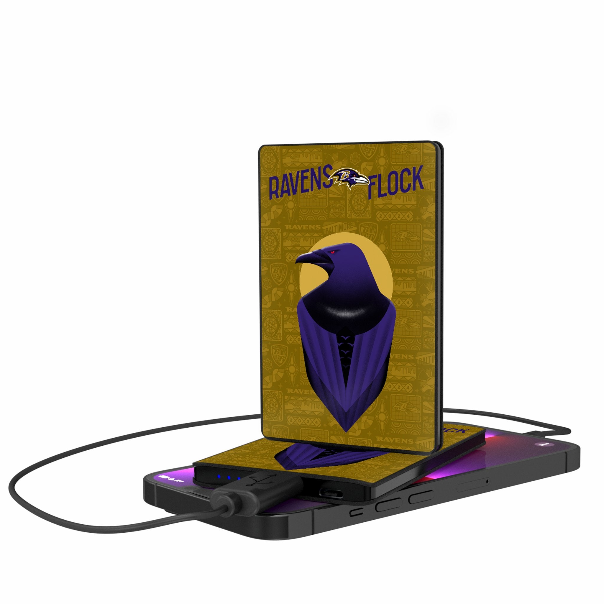Baltimore Ravens 2024 Illustrated Limited Edition 2500mAh Portable Charger - Compact Credit Card Sized Power Bank for Travel, Work & Game Day | Perfect for NFL Fans & On-the-Go Charging