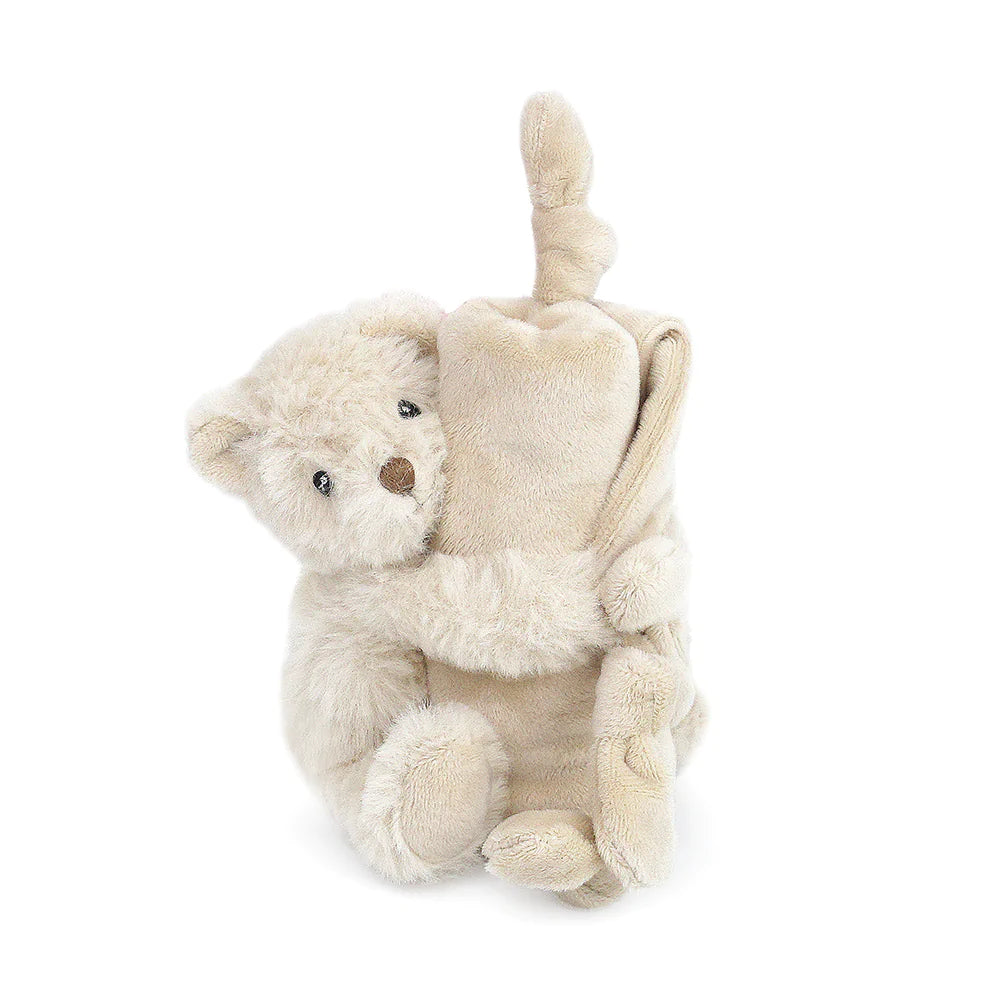 Huggie Bear Knotted Security Blanket - Soft Baby Comfort Blanket for Toddlers & Infants - Perfect for Naptime, Travel, and Sensory Soothing