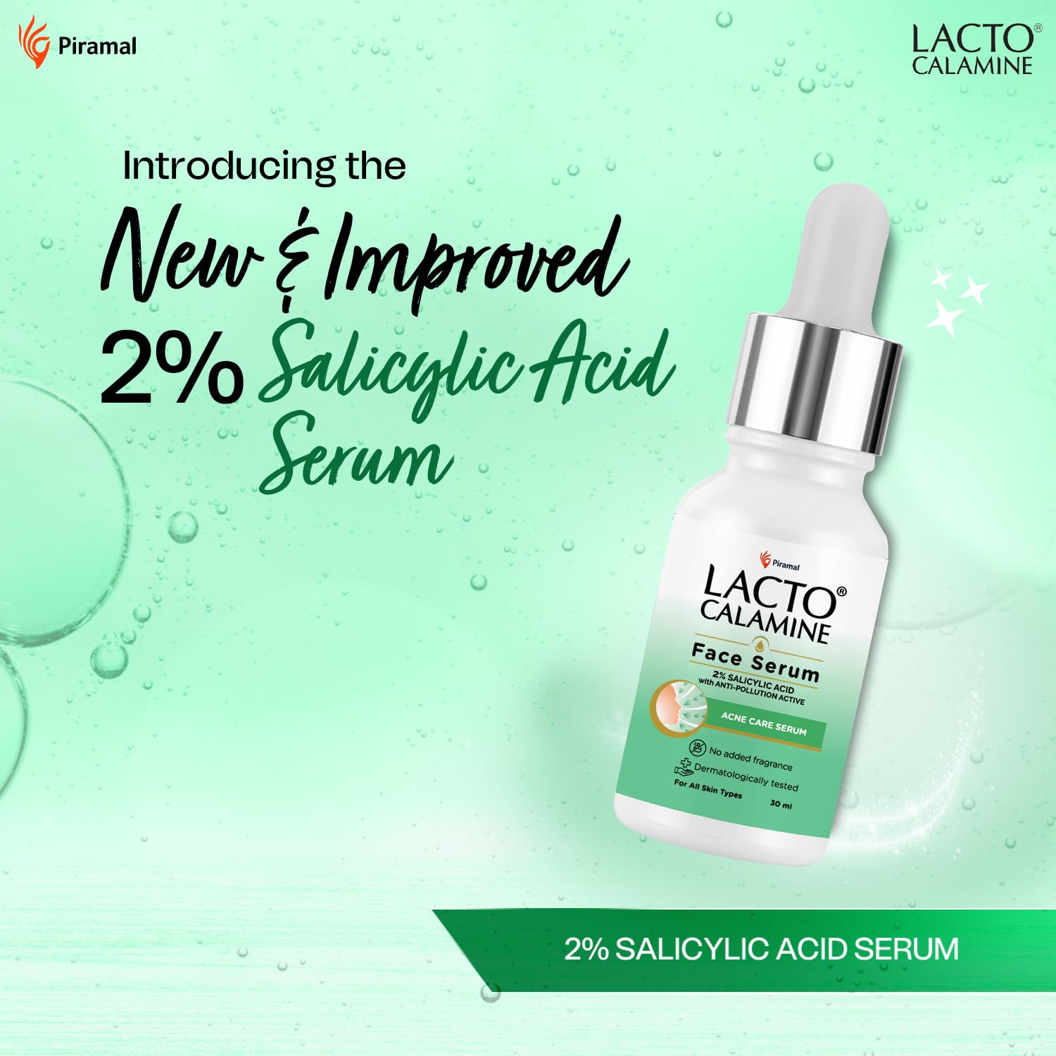 Lacto Calamine 2% Salicylic Acid Acne Treatment Serum - 30ml Oil Control Face Serum for Blackheads & Pore Minimizing | Dermatologist Tested Fragrance-Free Skincare for Clear Skin (Men & Women) | Perfect for Daily Acne-Prone Skin Care Routine & Blemish Control
