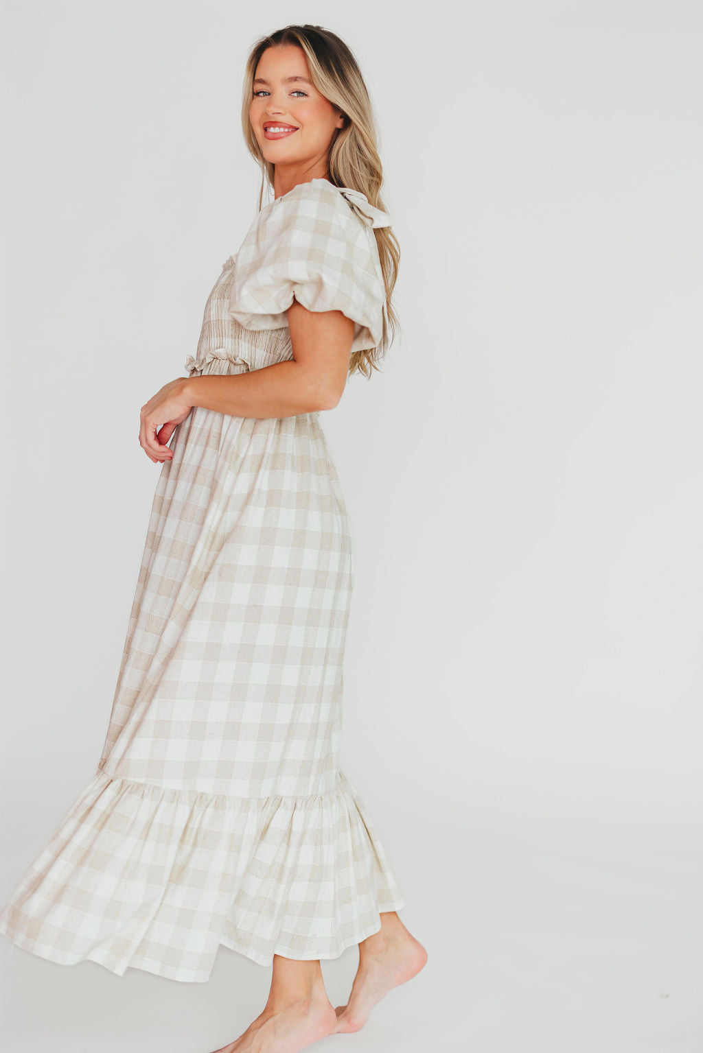 Addyson Maxi Dress - Natural Multi Color Cotton Linen Blend Maternity Dress | Bump Friendly & Inclusive Sizing | Perfect for Pregnancy, Beach Vacations & Summer Outings