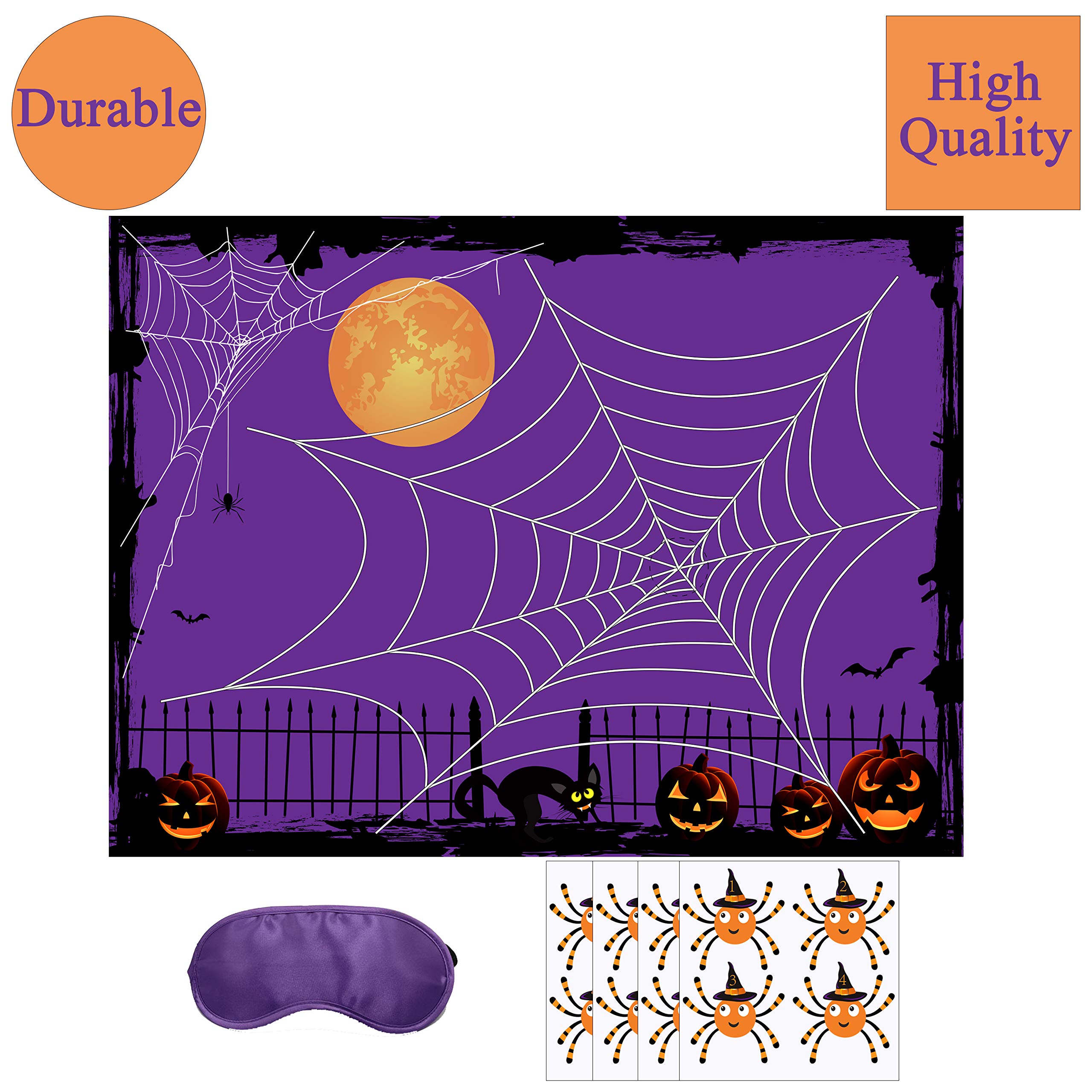 Halloween Pin The Spider on The Web Game for Kids - Fun Halloween Party Favors, Games & Activities for Children's Halloween Parties - Perfect for Classroom, Birthday & Family Halloween Celebrations