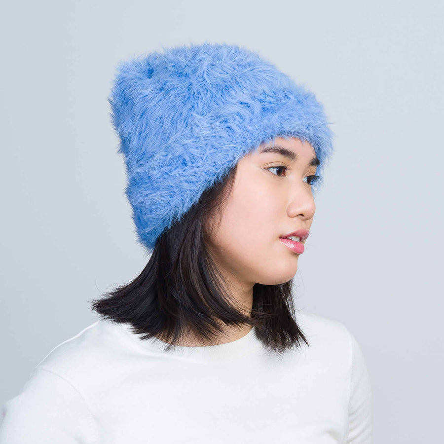 Verloop Knits Periwinkle Faux Fur Beanie - Soft Winter Hat for Women & Men - Perfect for Cold Weather, Outdoor Activities & Fashion Accessories