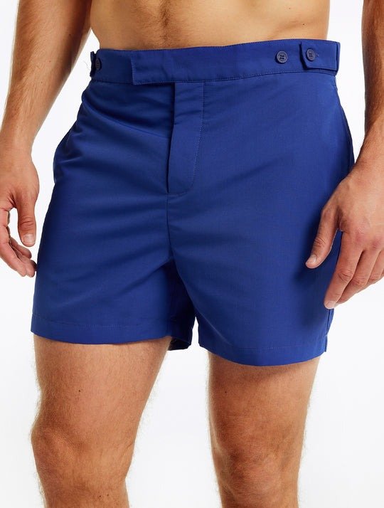 FRESCOBOL CARIOCA Men's Tailored Swim Shorts - Navy Blue Quick-Dry Beach Shorts for Swimming, Surfing & Vacation