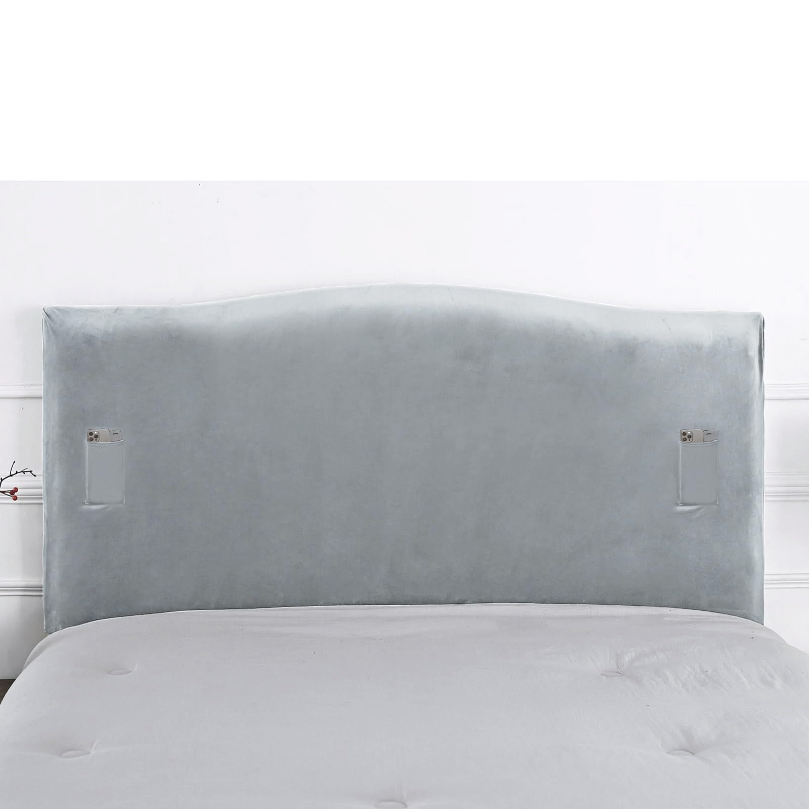 WOMACO Velvet Bed Headboard Slipcover - Stretch Dustproof Protector for Queen/King Size Beds (35