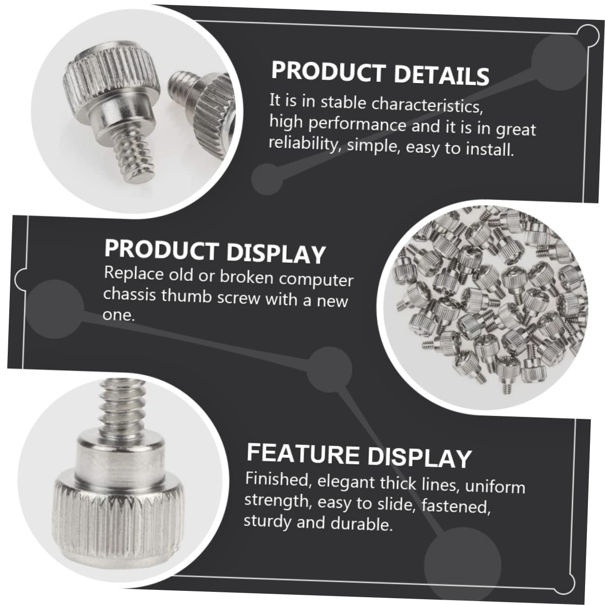 100pcs Silver Computer Case Screws - Chassis Fixing Knob Grip Screws for Easy Hand Installation | PC Building & Repair Accessories | Ideal for DIY Computer Assembly and Hardware Maintenance