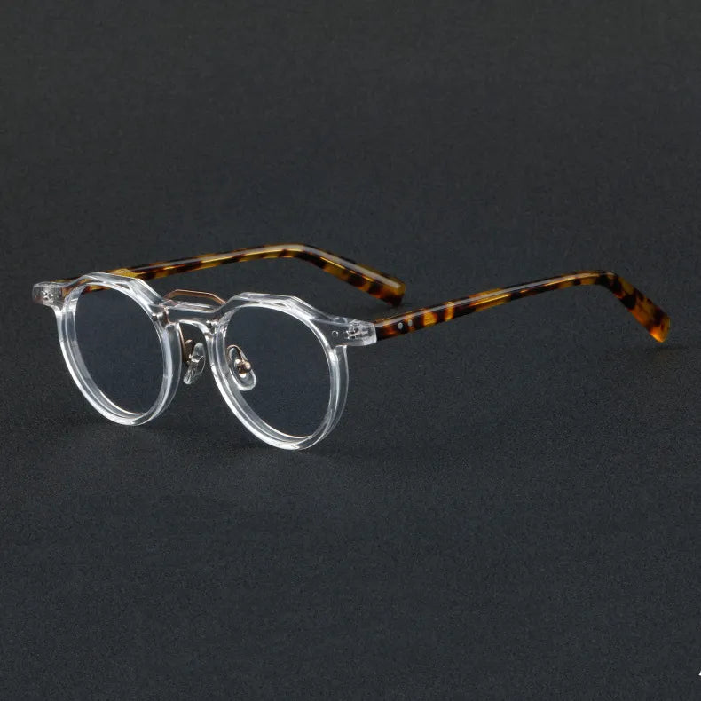 CCspace Unisex Full Rim Flat Top Round Acetate Eyeglasses Frame 56934 - Stylish & Lightweight for Work, Reading & Everyday Wear