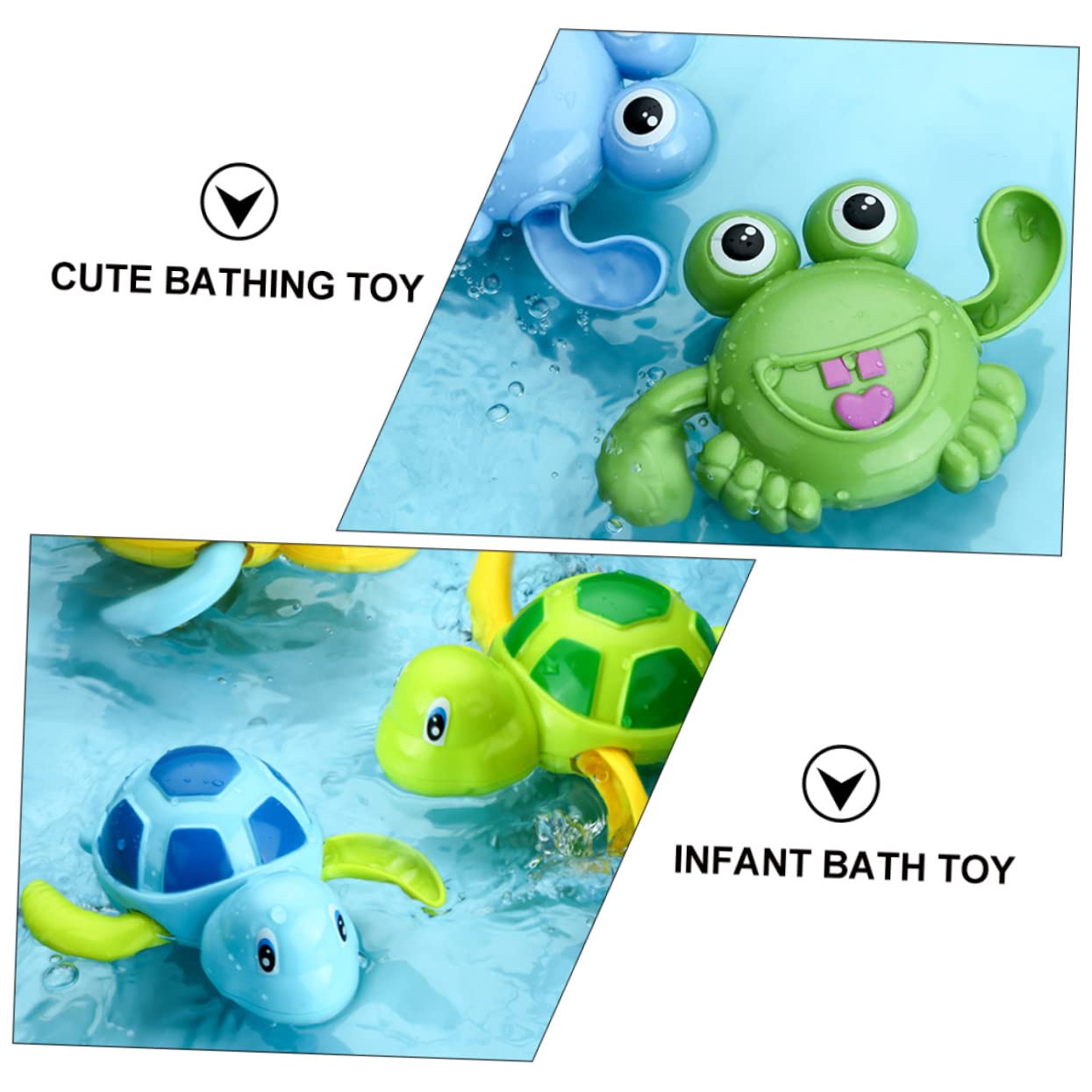 VICASKY 3-Piece Wind-Up Swimming Sea Animal Bath Toys - Cute Plastic Turtle, Dolphin & Octopus for Kids Pool, Bathtub & Beach Playtime