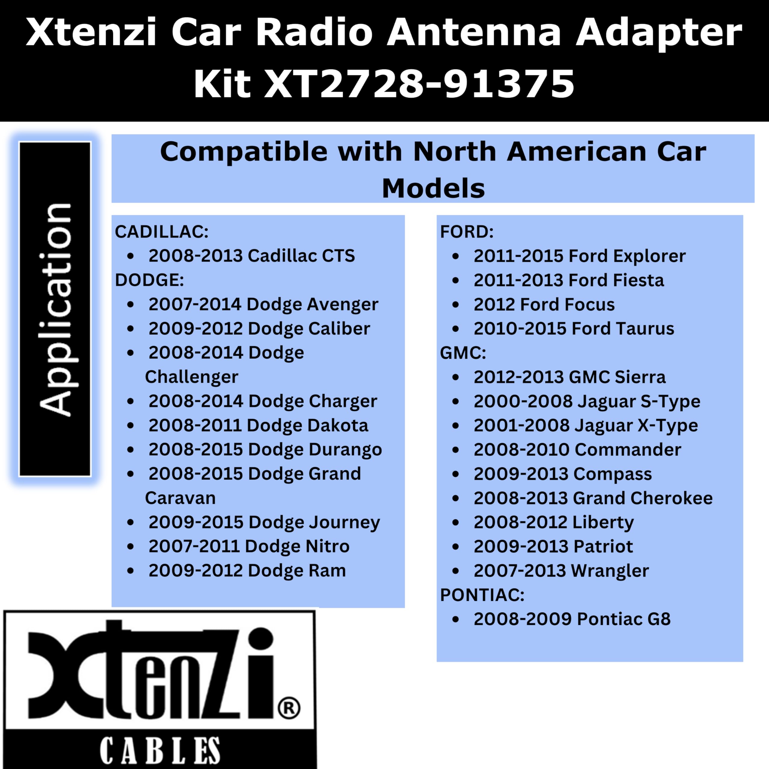 BMW Chevrolet Chrysler Mercedes Car Radio Antenna Adapter Kit XT2728 - Universal Fit for 2000 & Newer Vehicles - Perfect for Car Audio Upgrades & Aftermarket Stereo Installations