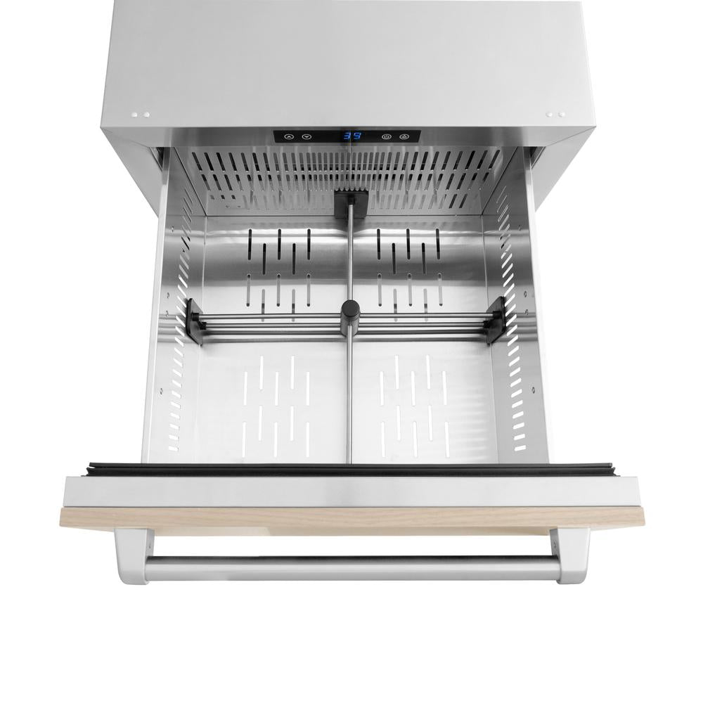 ZLINE 24 Inch Stainless Steel Outdoor Rated Dual Refrigerator Drawer - Panel Ready Doors (RDSPO 24) for Patio, Outdoor Kitchen & Entertainment Areas