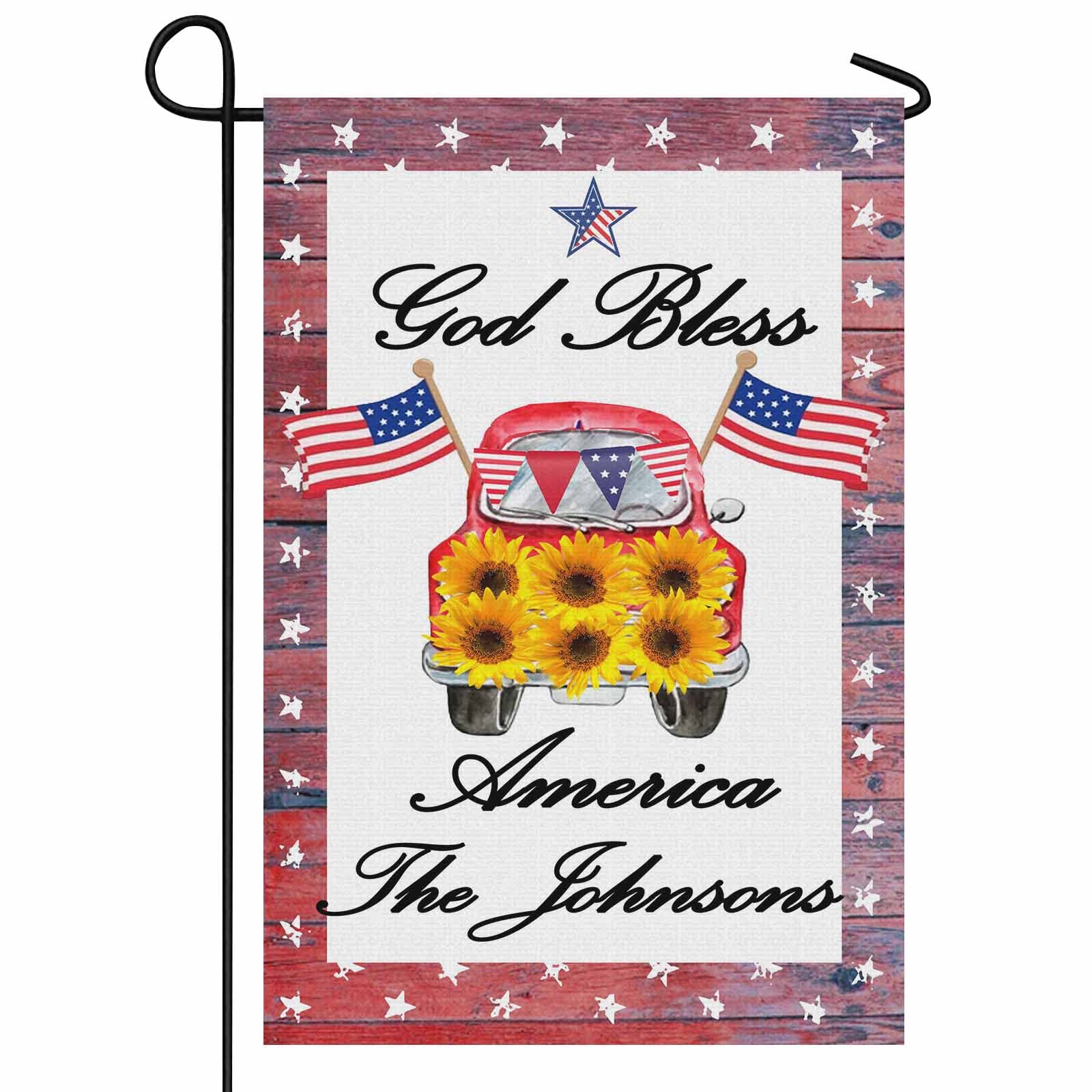 Custom Personalized 4th of July Garden Flag with Last Name - 12.5