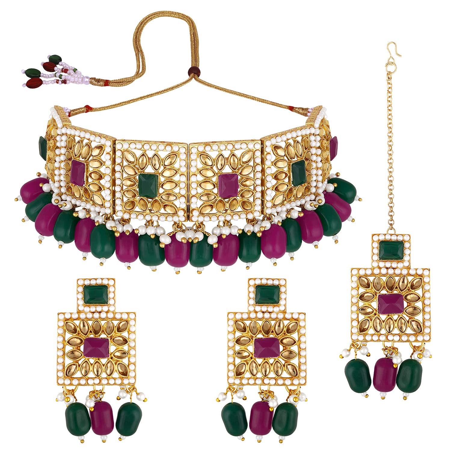 Elegant Aheli Faux Pearl Necklace & Earrings Set - Indian Traditional Bollywood Style Jewelry for Women | Perfect Gift for Weddings, Parties & Special Occasions